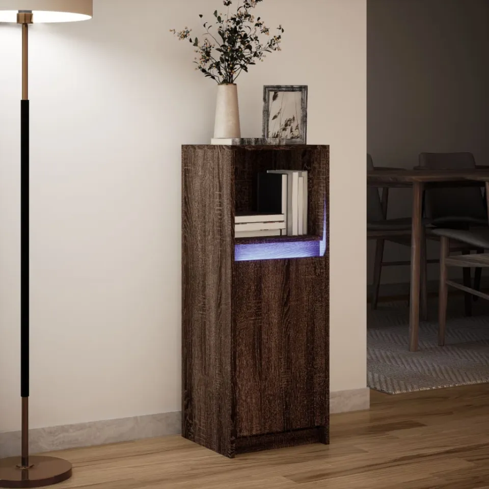 vidaXL Dressoir met LED 38x34x100 cm bewerkt hout bruin eikenkleur, foto 4