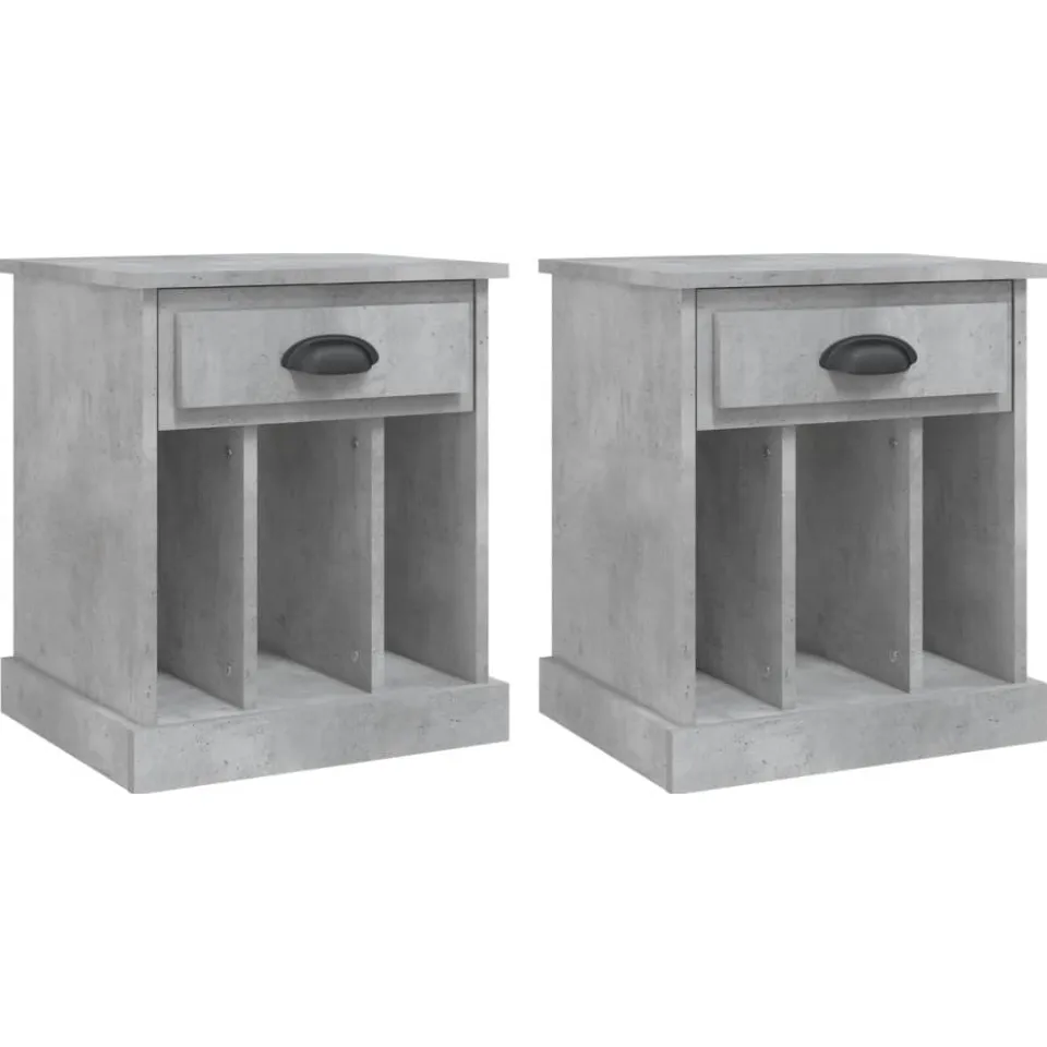 vidaXL Nachtkastjes 2 st 43x36x50 cm betongrijs