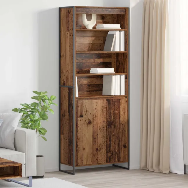 vidaXL Hoge Kasten Oud Hout 79 x 36 x 200 cm Bewerkt hout Bruin