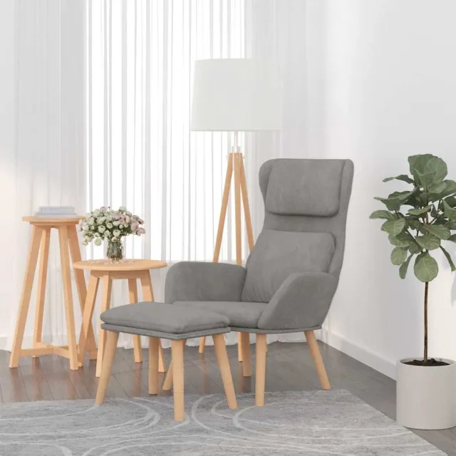 vidaXL Relaxstoel met voetenbank fluweel lichtgrijs