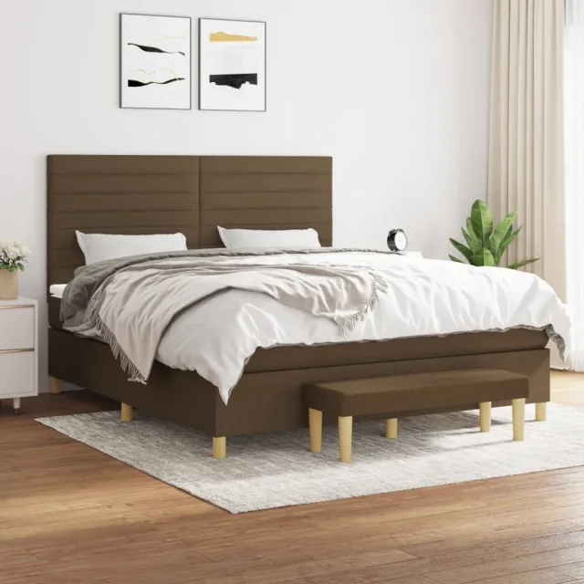 vidaXL Boxspring met matras stof donkerbruin 160x200 cm bruin