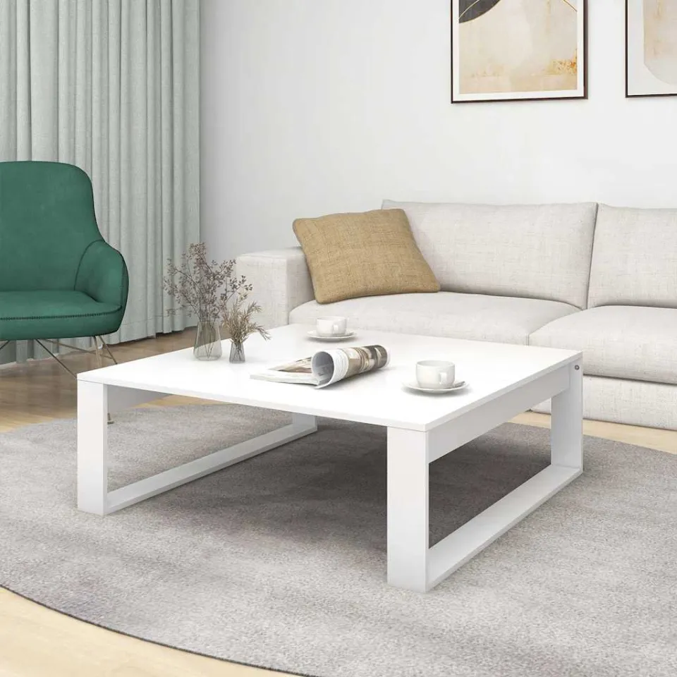 vidaXL Salontafel 100x100x35 cm bewerkt hout wit, foto 4