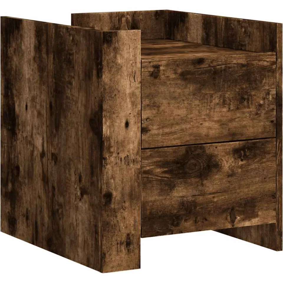 vidaXL Nachtkastje 45x50x50 cm bewerkt hout gerookt eikenkleurig