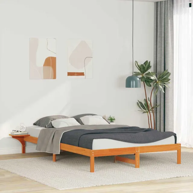 vidaXL Bedframe met Zijtafels Wasbruin 140 x 210 cm Massief grenenhout