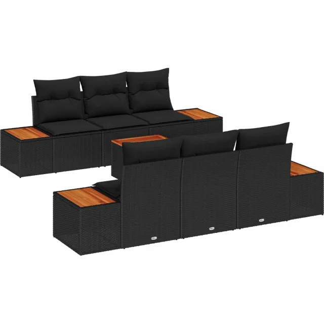 vidaXL Tuin Sofa Set 7 st Zwart Poly riet, foto 4