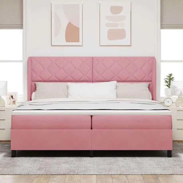 vidaXL Boxspringbed met hoofdeinde Roze 200 x 200 cm Fluweel