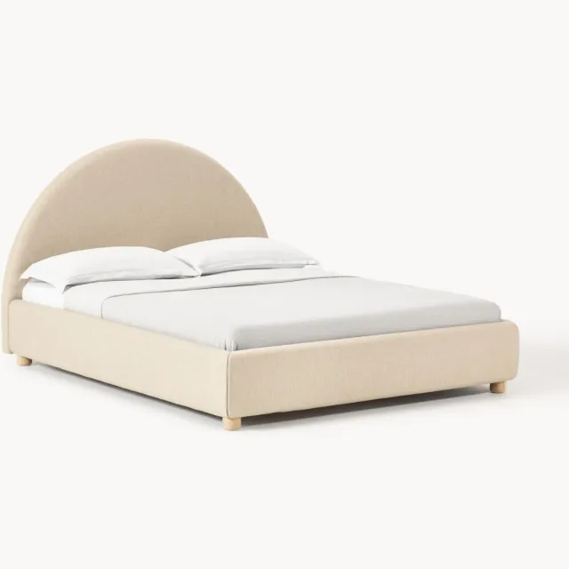 Westwing Collection Gestoffeerd bed Ebba met opbergruimte Beige
