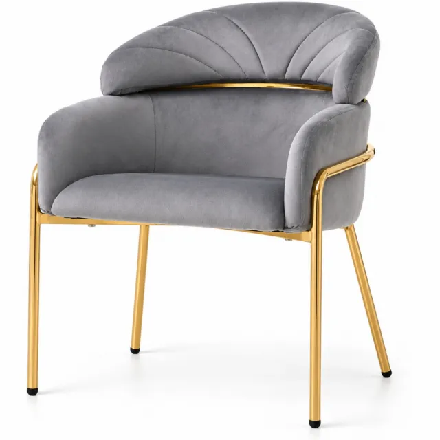 City long dragon LONG DRAGON - Velvet eetkamerstoel - 1 stuk - Vier metalen poten - Voor woonkamer en slaapkamer - Grijs