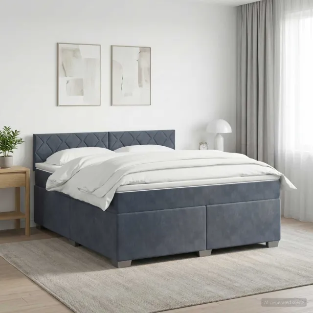 vidaXL Boxspring Bed met Matras en LED Donkergrijs 180 x 200 cm
