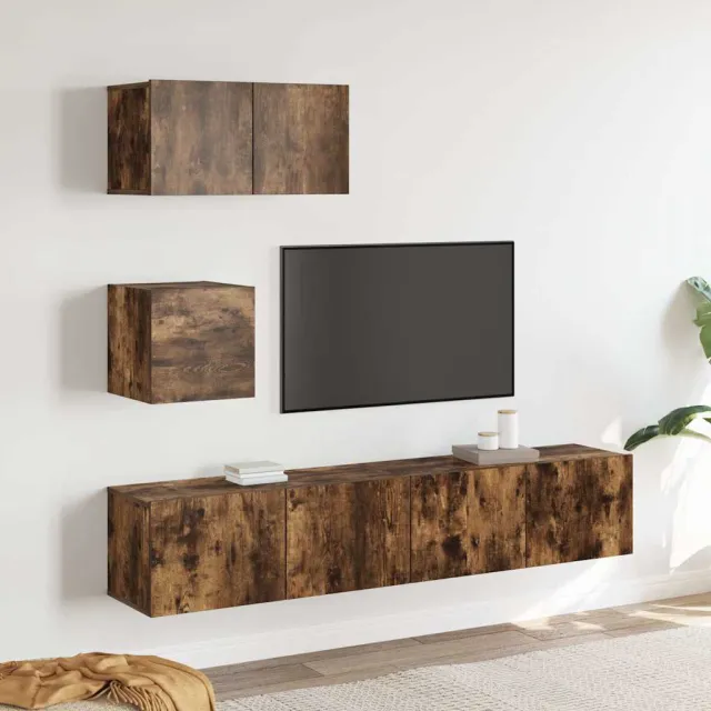 vidaXL 4-delige Tv-meubelset bewerkt hout gerookt eikenkleurig, foto 2