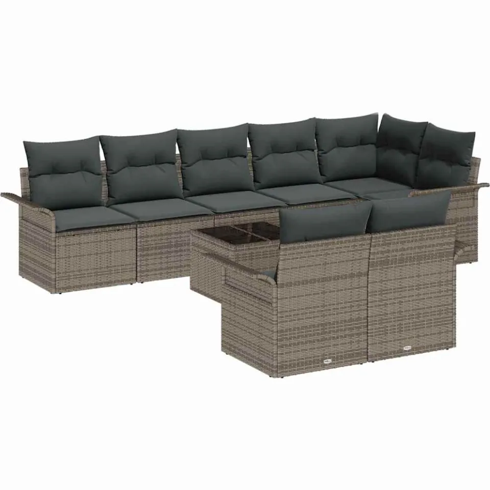vidaXL Tuin Sofa Set 9 st Grijs poly rattan