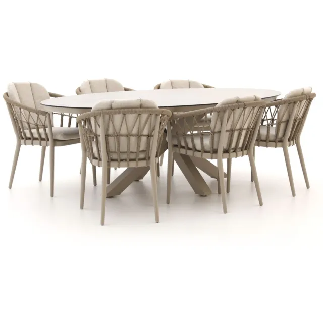 Tierra Outdoor SantaFe/Oblong 220cm dining tuinset 7-delig Taupe