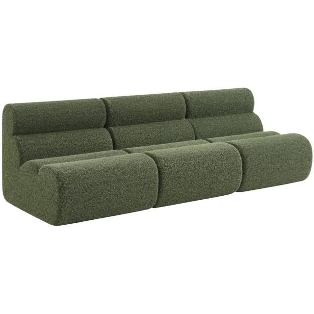 sweeek Set van 3 stoffen fauteuils effect alpaca 1 zitplaats - nova Kaki