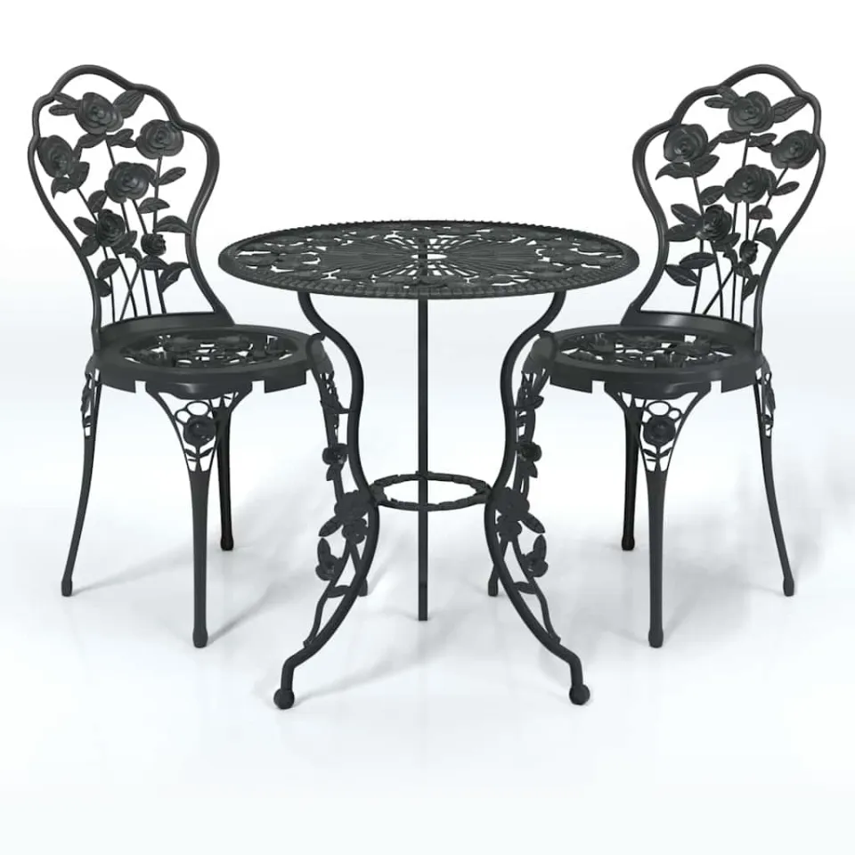 vidaXL 3-delige Bistroset gietaluminium zwart, foto 4