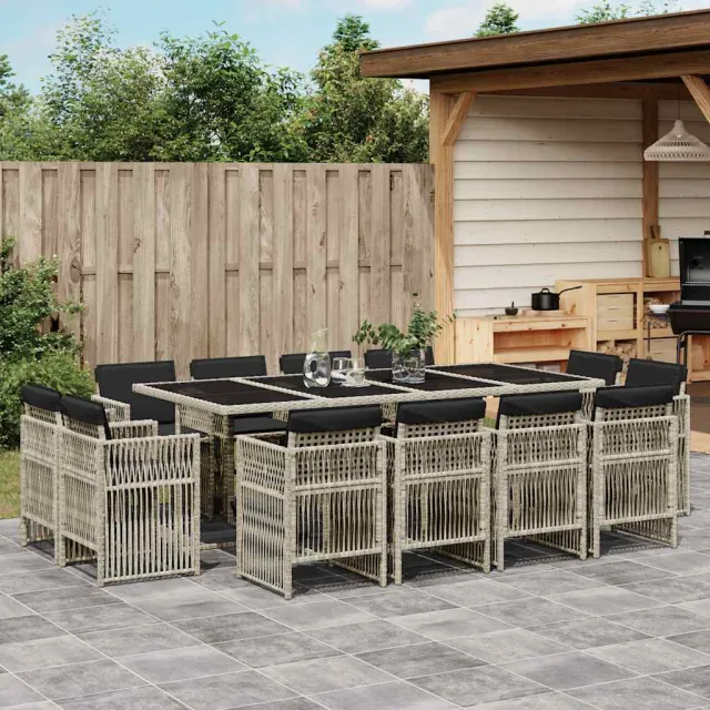 vidaXL 13-delige Tuinset met kussens poly rattan lichtgrijs grijs, foto 2