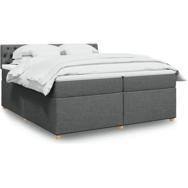 vidaXL Boxspring met matras stof donkergrijs 200x200 cm grijs