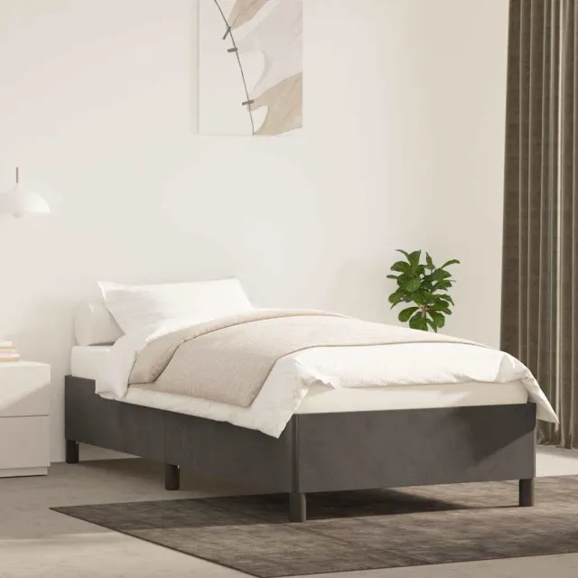 vidaXL Bedframe zonder matras 90x190 cm fluweel donkergrijs