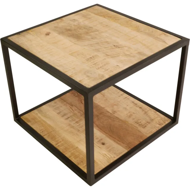Lesliliving Jack houten bijzettafel Naturel/zwart