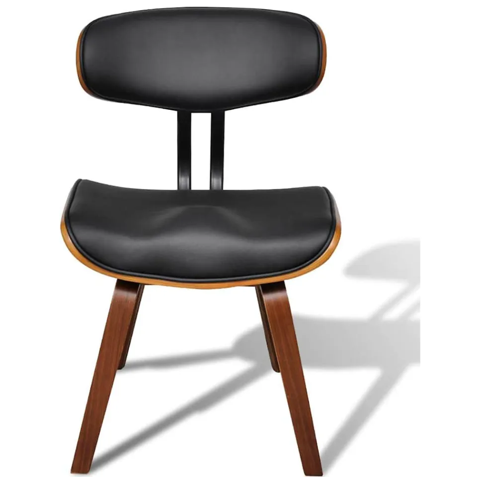 vidaXL Eetkamerstoelen 4 st gebogen hout en kunstleer Zwart