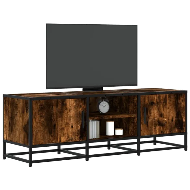 vidaXL Tv-meubel 120x35x41 cm bewerkt hout metaal gerookt eikenkleurig Bruin