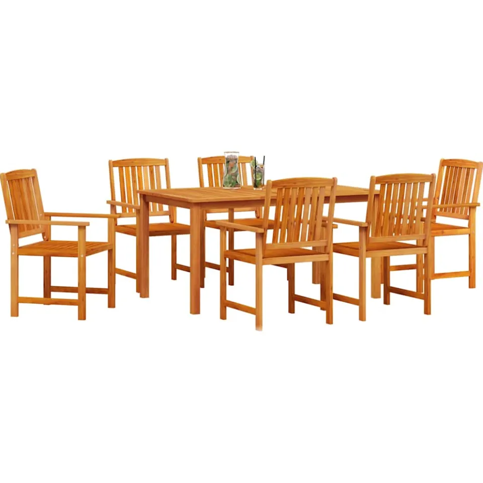 vidaXL Tuin eettafelset 7 st Bruin Massief Acaciahout