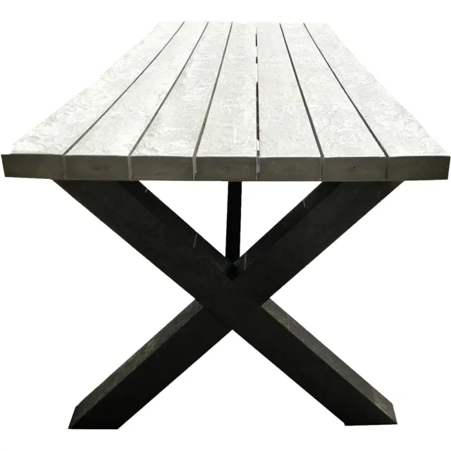 Rekupro Oxford 180cm tuintafel X frame kruisframe - Grijs - 100% gerecycled Kunststof