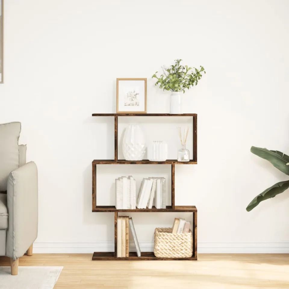 vidaXL Kamerscherm / boekenkast 3-laags 70x24x97 cm hout gerookt eik bruin, foto 2