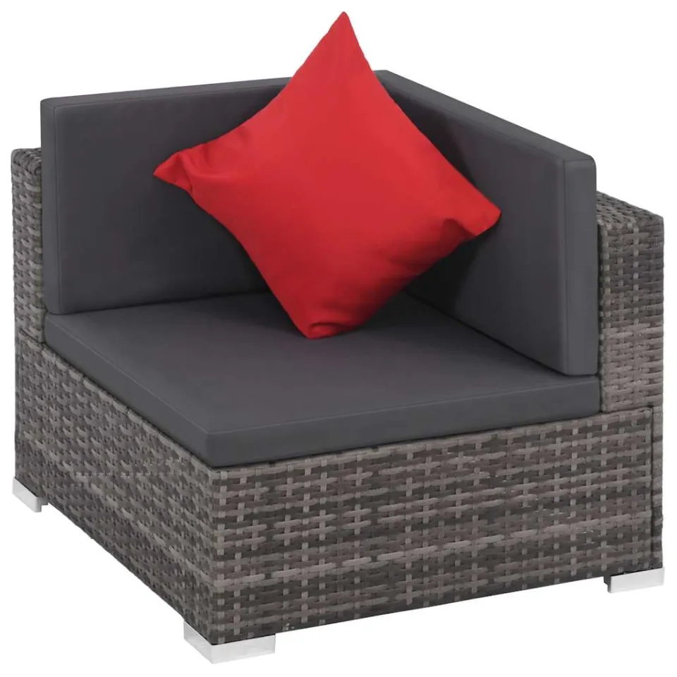 vidaXL 8-delige Loungeset met kussens poly rattan grijs, foto 3