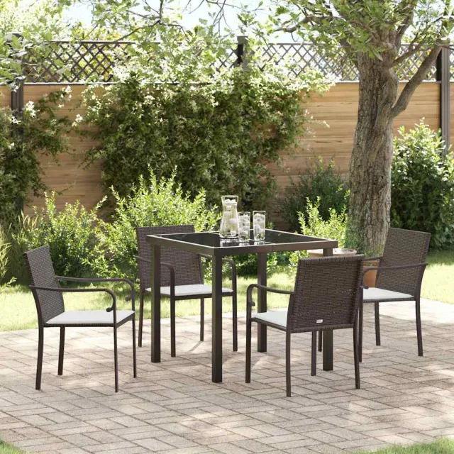 vidaXL Tuin eettafelset 5 st Bruin en zwart PE Rattan