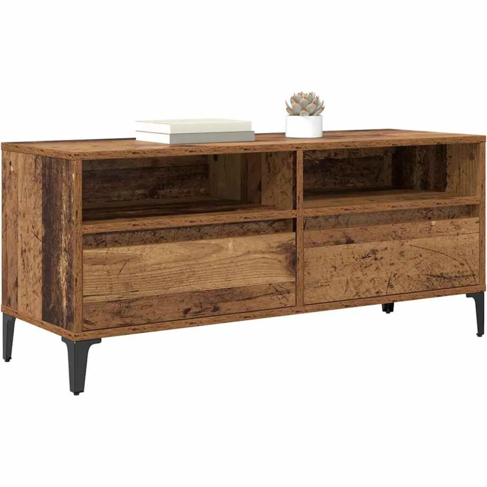 vidaXL TV-kast Oud Hout 100 x 34,5 x 44,5 cm Gemonteerd hout en ijzer Bruin