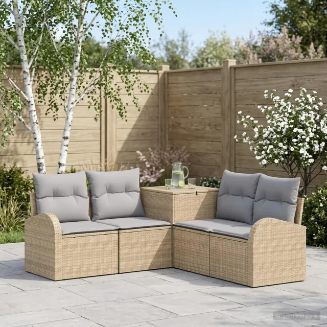 vidaXL Bankstel 5 st Beige en Licht Grijs 179 x 179 x 85 cm