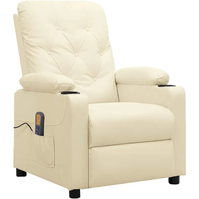vidaXL Massagestoel kunstleer crèmekleurig