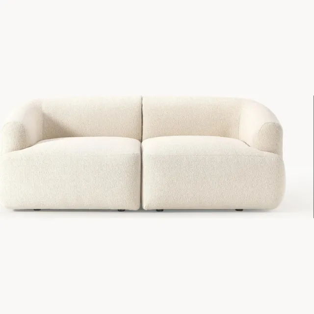 Westwing Collection Modulaire bouclé bank Sofia (2-zits) Wit