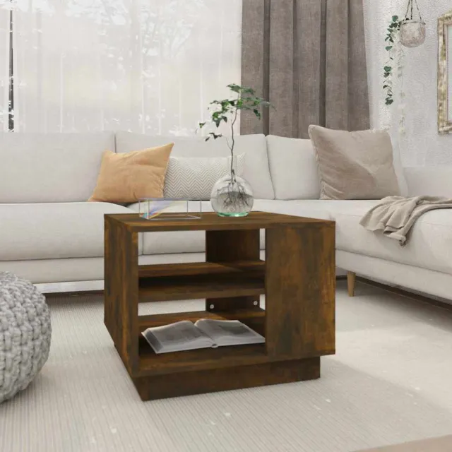 vidaXL Salontafel 55x55x43 cm bewerkt hout gerookt eikenkleurig, foto 2