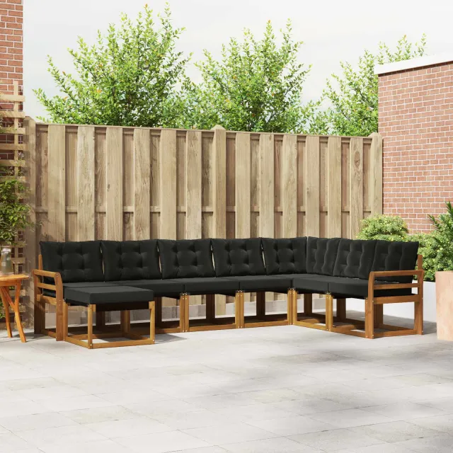 vidaXL Buiten bankenset 8 st 8-zits Naturel en Zwart