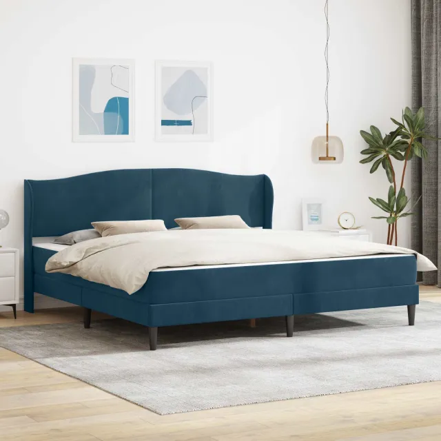 vidaXL Bedframe met matras Blauw 180 x 200 cm fluweel