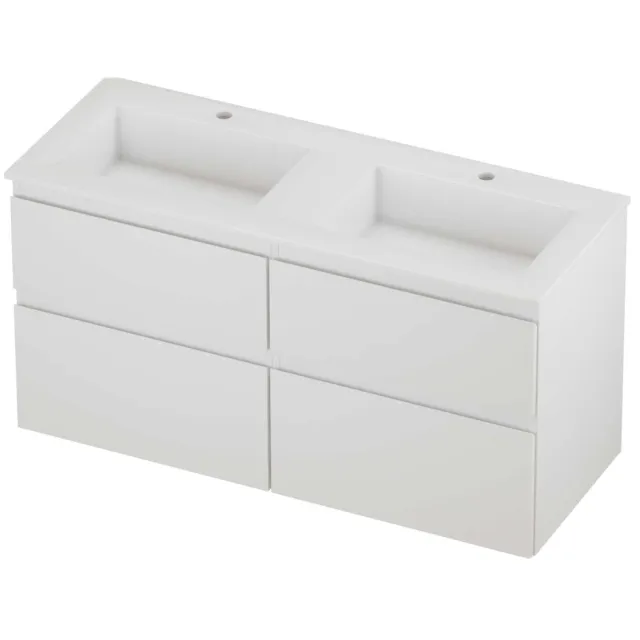Proline Aristo Badmeubelset Polystone Elegant 4 Laden 120x46x62 cm Glans Wit Mat Wit