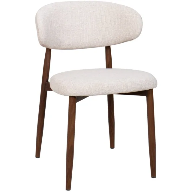 Giga Meubel Eetkamerstoel Alexia - Beige/Walnoot - Set van 2