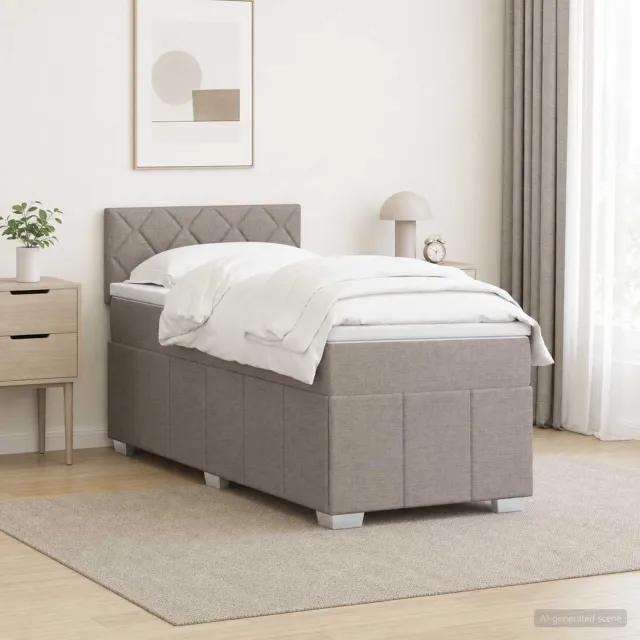 vidaXL Boxspringbed met matras met hoofdeinde Taupe 100 x 200 cm Stof