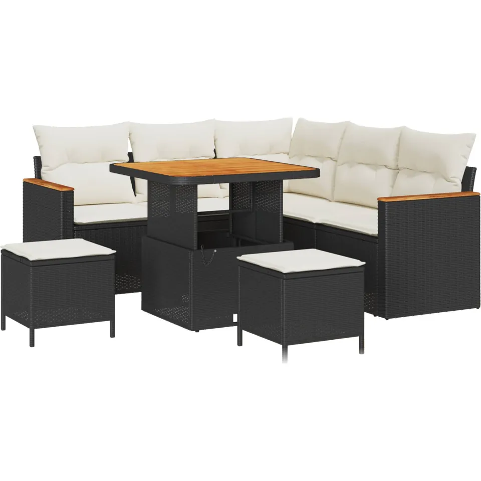 vidaXL Tuinbankenset 8 st Zwart poly rattan