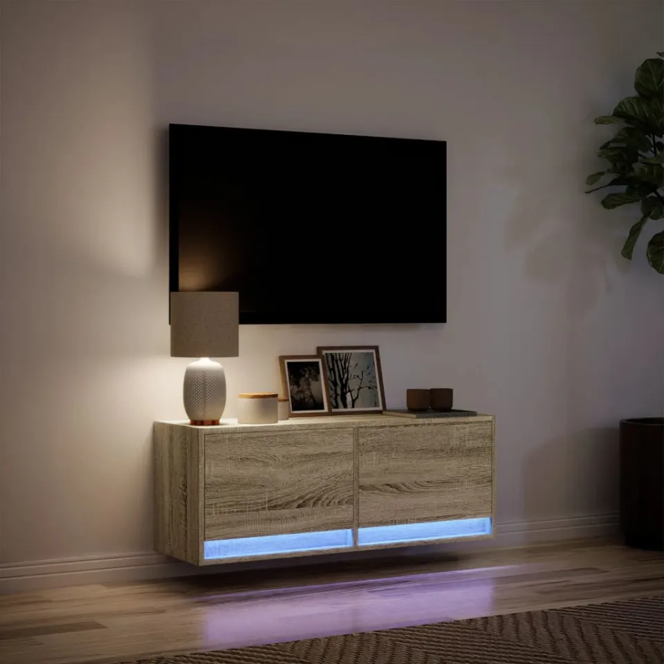 vidaXL Tv-wandmeubel met LED-verlichting 100x31x35 cm sonoma eiken, foto 4