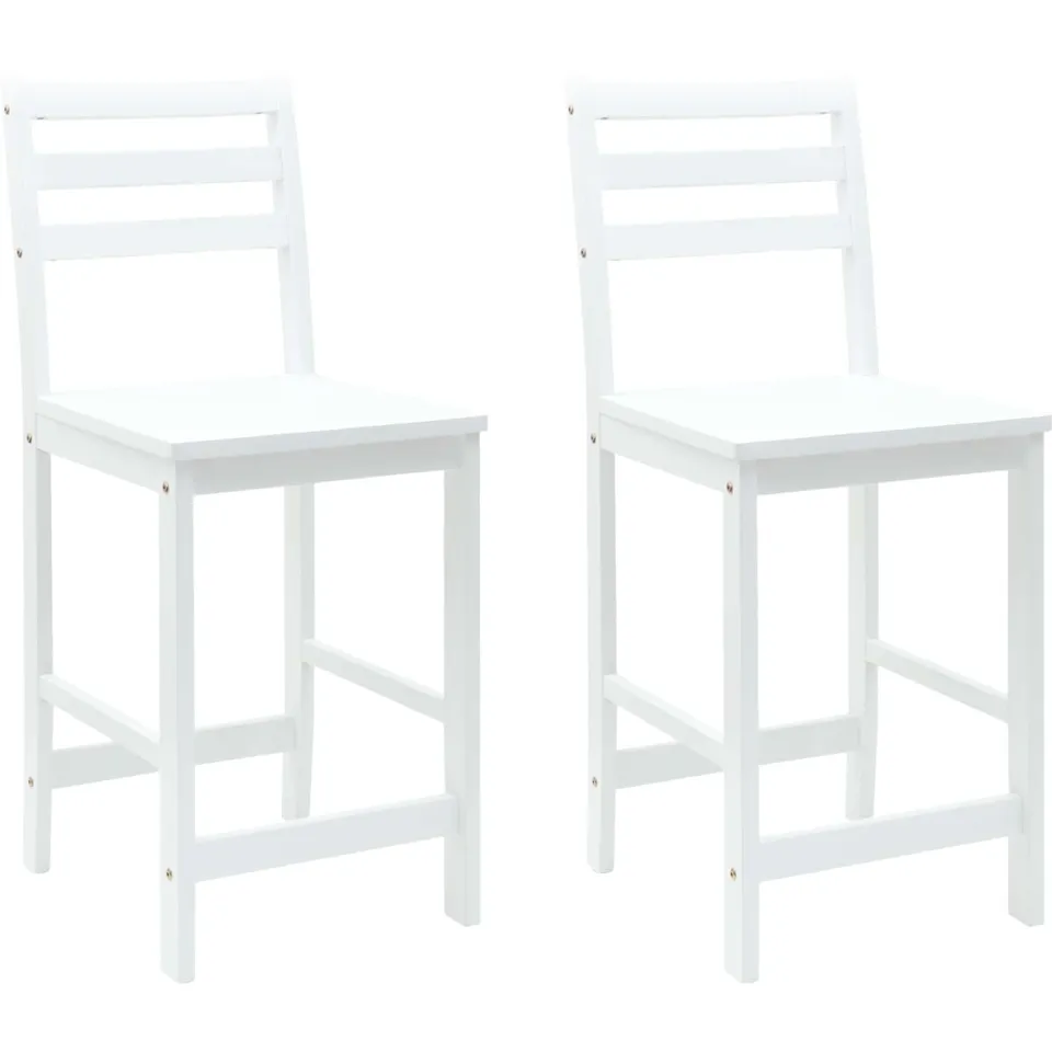 vidaXL Eettafelstoelen 2 st Massief Rubberhout Wit 40 x 47,5 x 99,5 cm