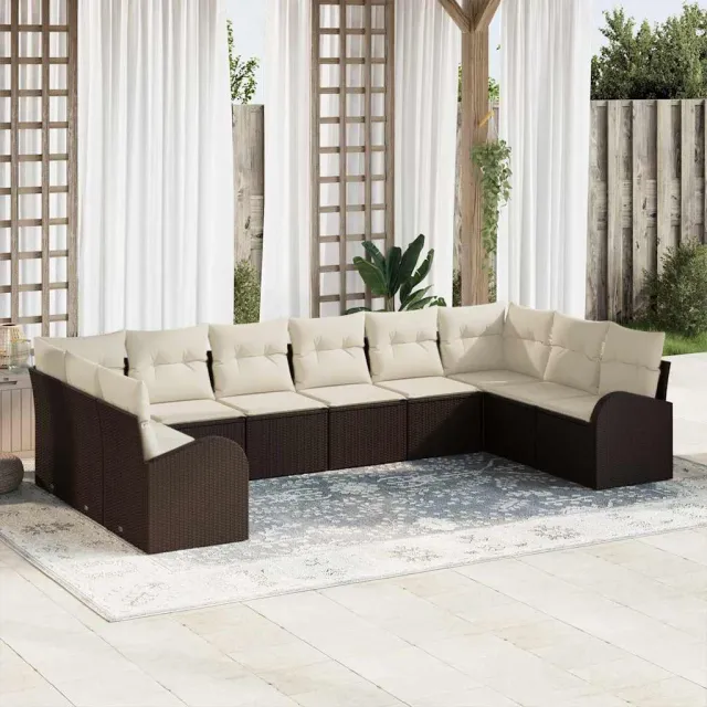 vidaXL Bankstel 10 st Bruin [Synthetisch]: Polyrattan, foto 2