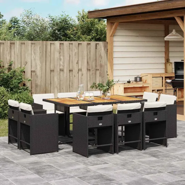 vidaXL 11-delige Tuinset met kussens poly rattan zwart, foto 2