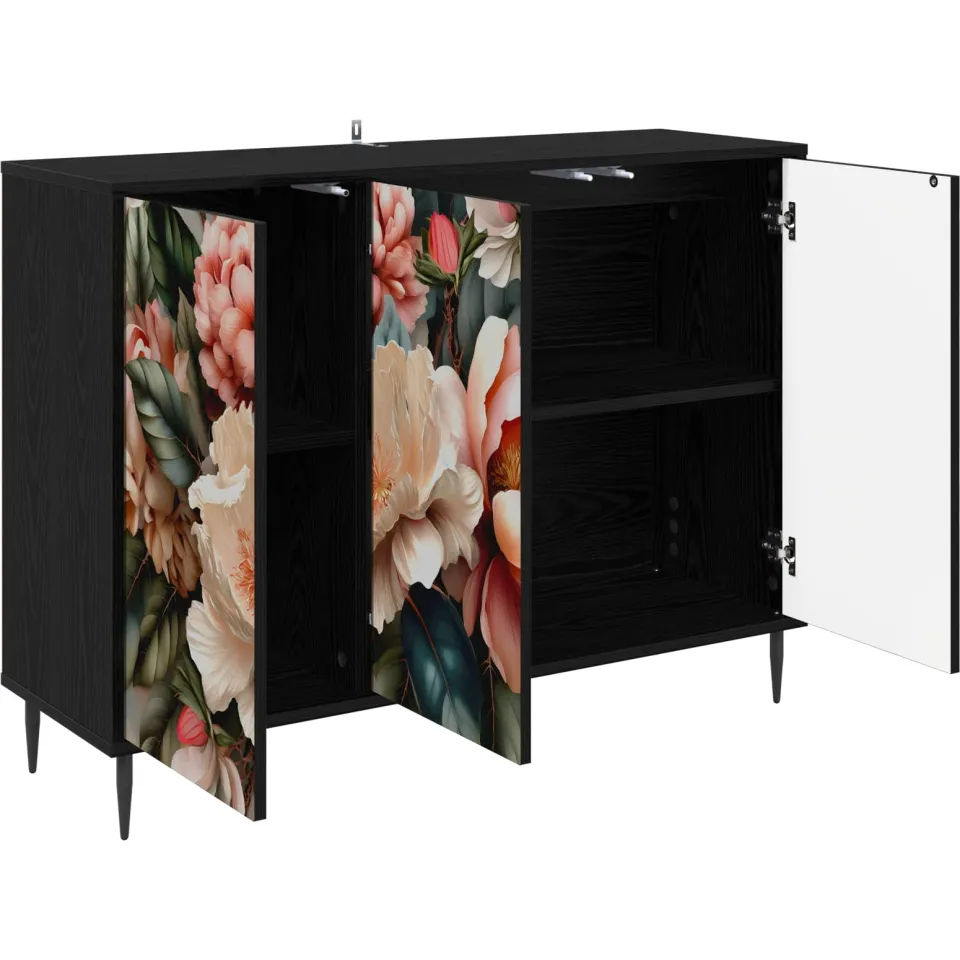 vidaXL Dressoir BORNE Zwart eiken 102 x 33 x 76 cm Bewerkt hout