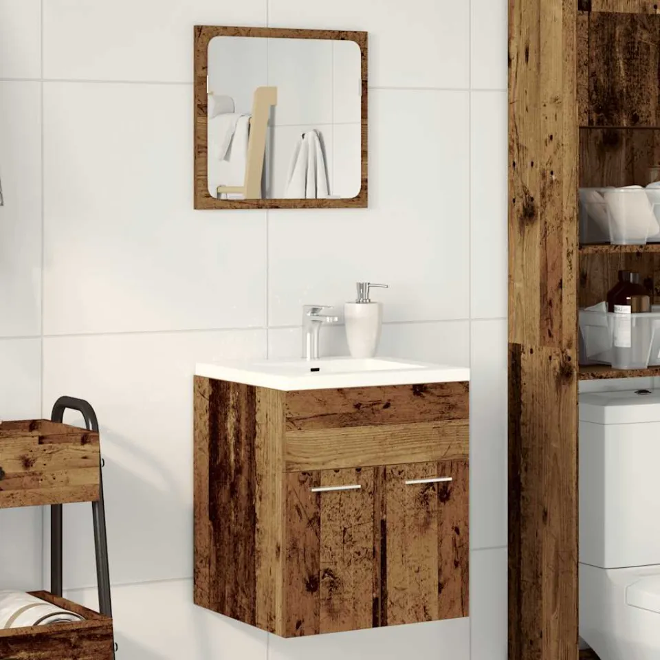 vidaXL 2-delige Badkamermeubelset bewerkt hout oud houtkleurig bruin, foto 3