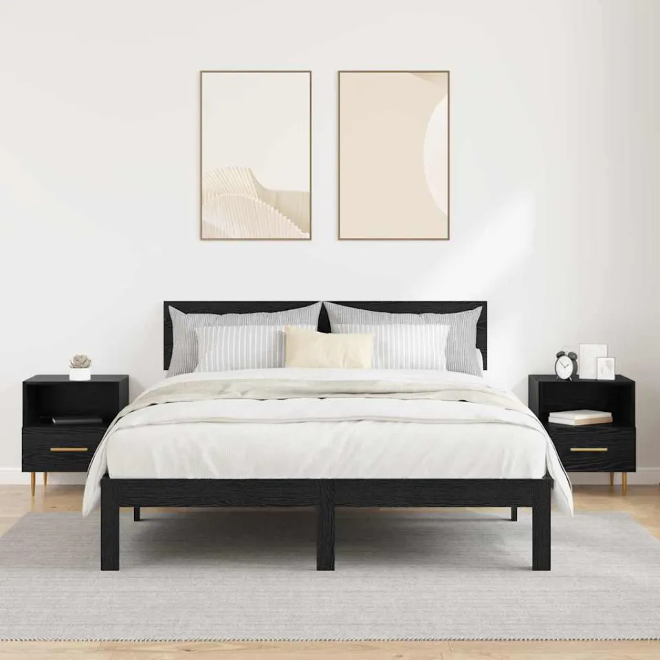 vidaXL Nachtkastje 2 st Zwart 40 x 35 x 47,5 cm Bewerkt hout, foto 4