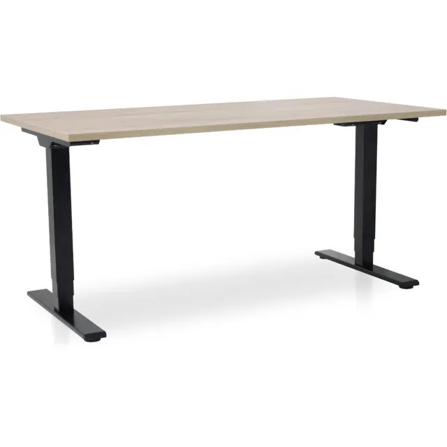 Multi Ratio Zit-sta bureau elektrisch verstelbaar - MRC COMFORT NEN-EN 527 | 180 x 80 cm | frame zwart - blad midden eiken | 130 cm hoog | 100KG draagvermogen Zwart frame