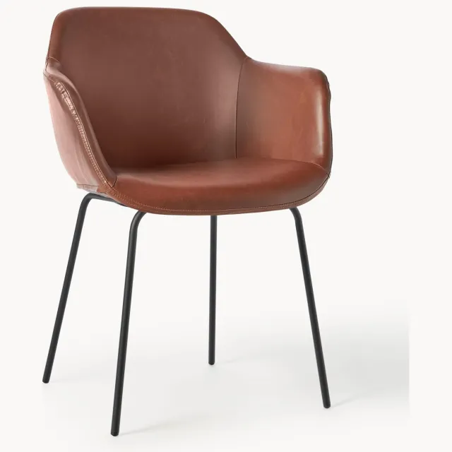 Westwing Collection Kunstleren fauteuil Fiji met smalle zitvlak bruin, zwart
