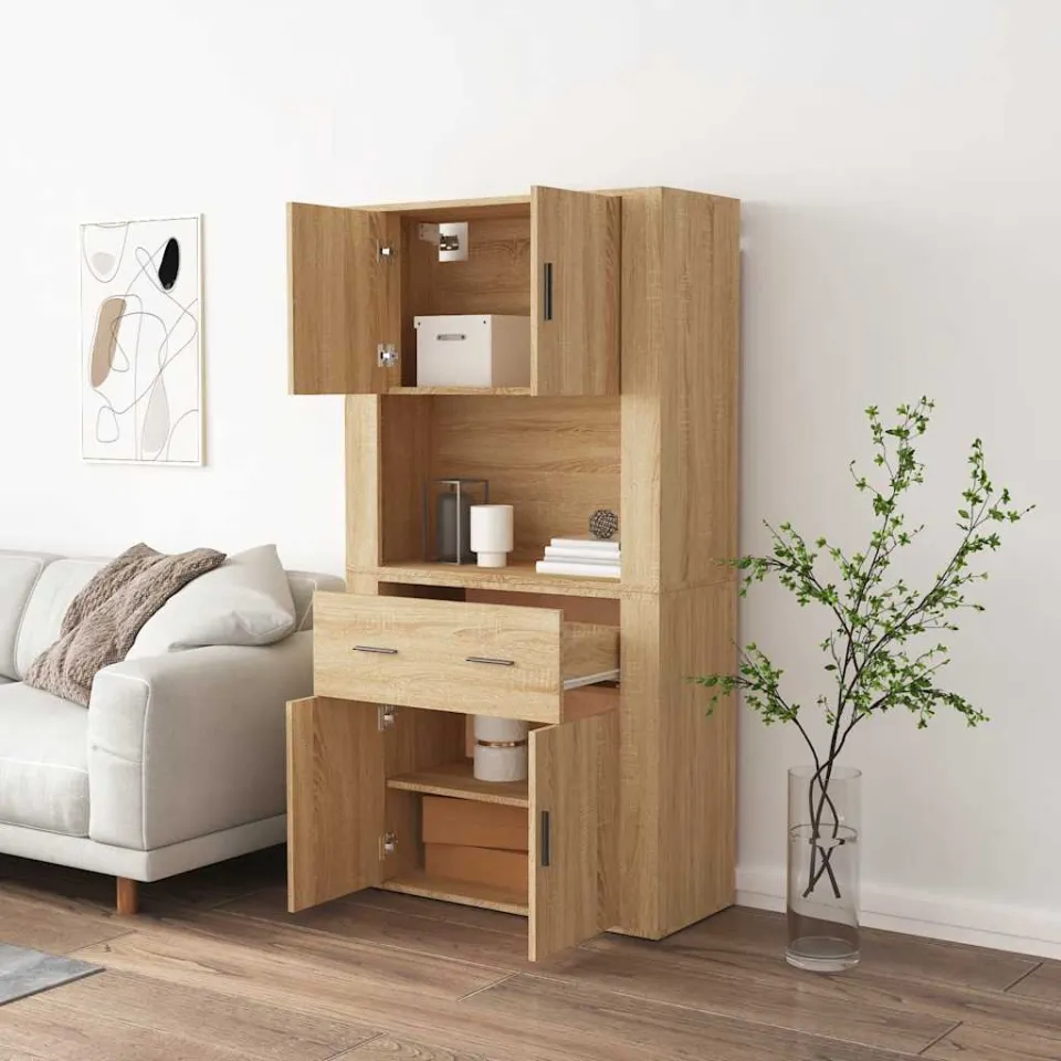 vidaXL Hoge kast bewerkt hout sonoma eikenkleurig, foto 3